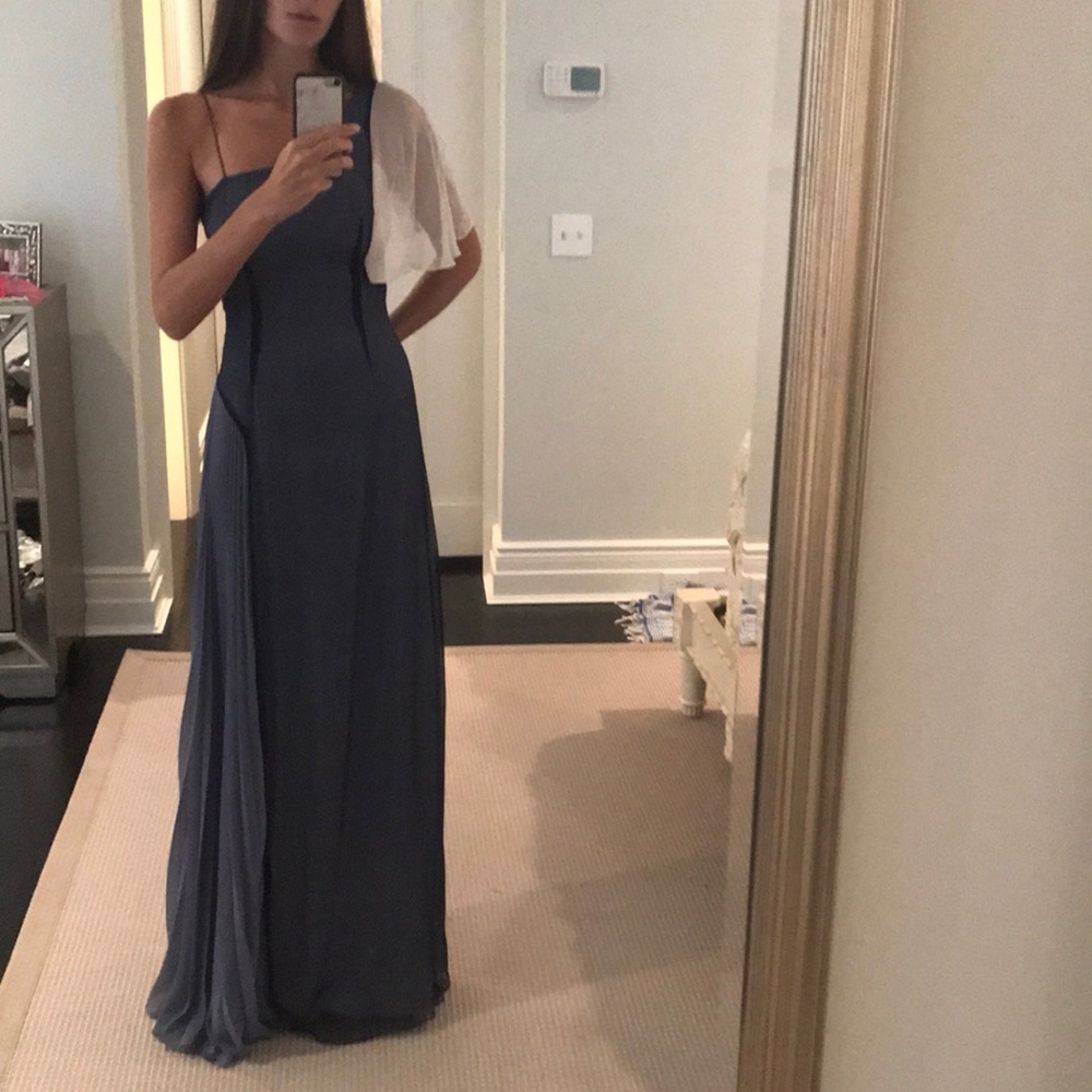 Jonathan Simkhai Slate Blue One-Shoulder Maxi Dress